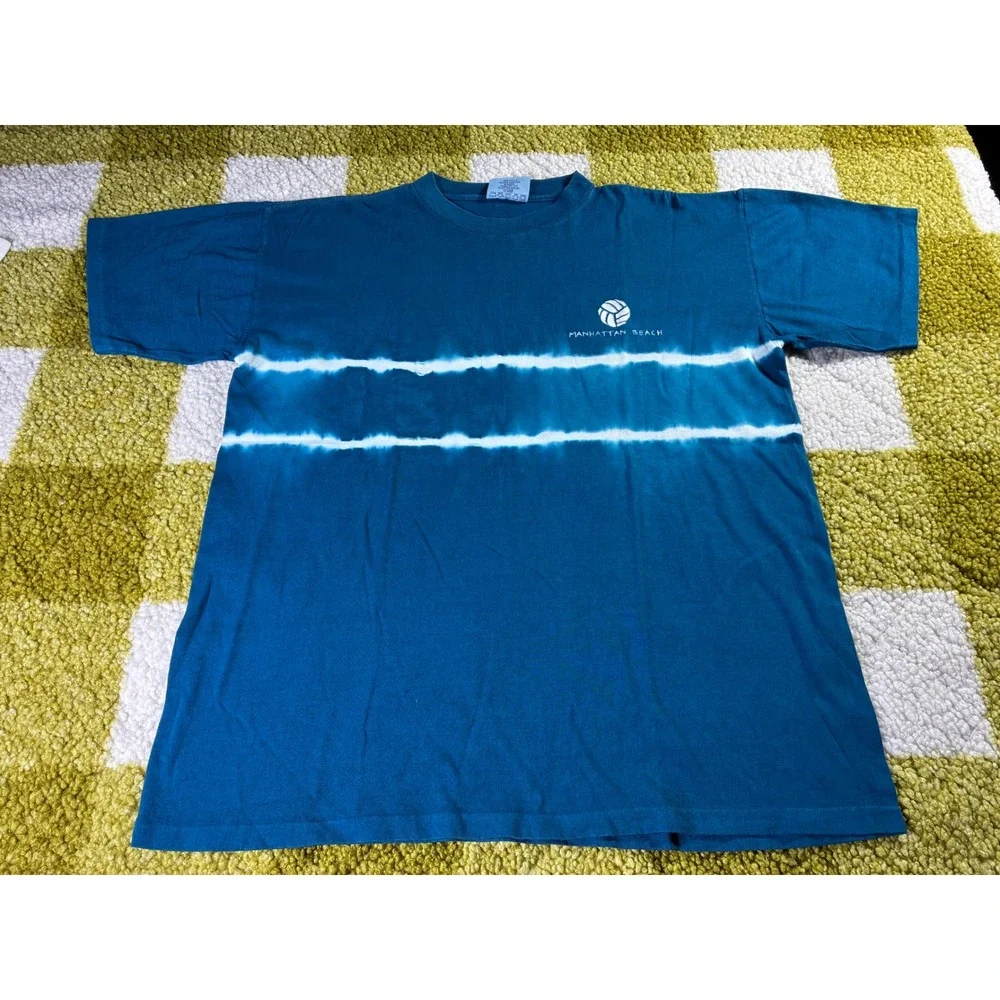 Vintage I Can Too Sport Manhattan Beach Volleyball‎ T-Shirt Teal Single Stitch L